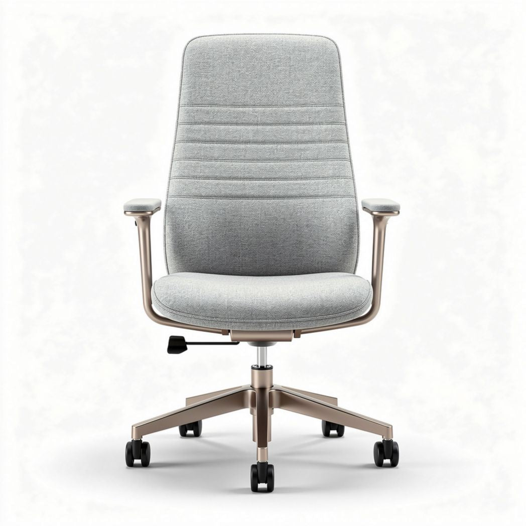 Chaise de bureau en tissu gris avec accoudoirs et roulettes 50 x 60 x 100cm