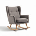 Fauteuil à bascule en tissu gris avec pieds en bois de hêtre 70 x 80 x 100cm