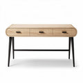 Table de bureau en bois d'érable avec trois tiroirs 120 x 60 x 75cm noir et naturel