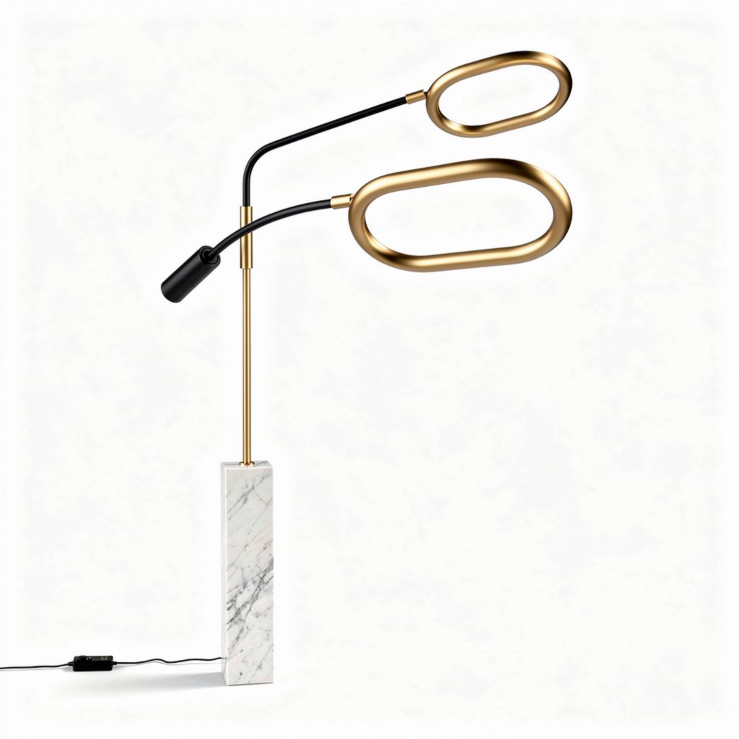 Lampe de bureau en marbre et métal doré 15 x 30 x 75cm avec bras articulé
