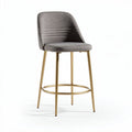 Tabouret de bar en tissu gris avec pieds en métal doré hauteur 100cm