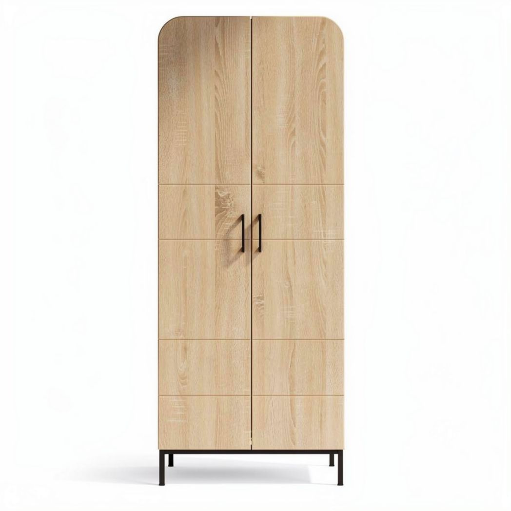 Armoire en bois clair avec portes, 40 x 40 x 150 cm, design moderne