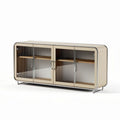Buffet en verre et bois couleur crème 150 x 40 x 80cm design moderne