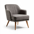 Fauteuil en tissu gris avec pieds en bois dimensions 80 x 70 x 80cm