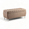 Ottomane rectangulaire en tissu beige 95 x 45 x 40cm avec rangement intégré