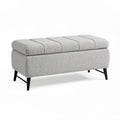 Banc de rangement en tissu gris 90 x 40 x 45cm avec pieds noirs