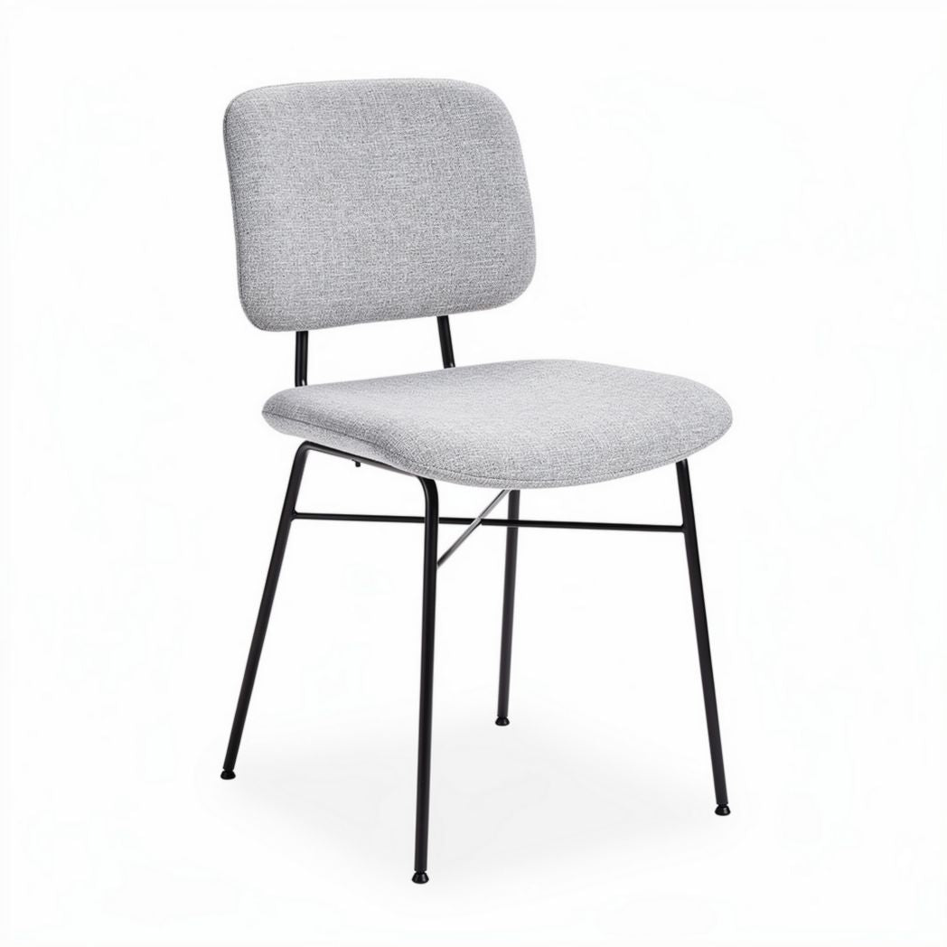 Chaise en tissu gris avec structure en métal noir dimensions 45 x 45 x 85cm